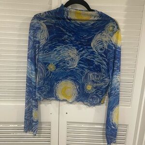 Blue and Yellow Swirl Pattern Women's Top